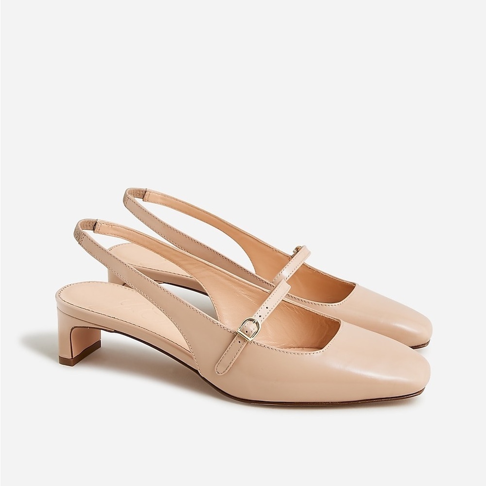 J Crew used Layla slingback Mary Jane heels in spazzolato leather BT902